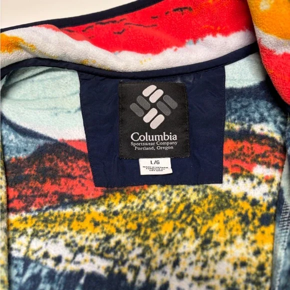 Columbia Men's Back Bowl Zip Through Fleece "Icy Morn Hyper" men’s size Large - Picture 3 of 4